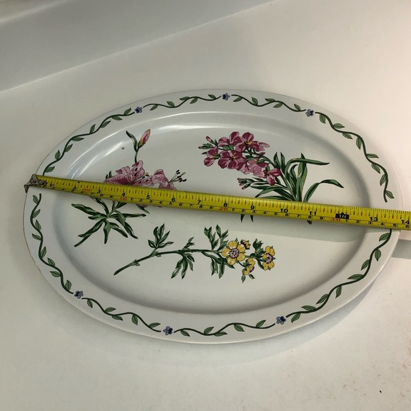 Vintage 1992 Terrace Blossoms Stoneware 14" Oval Serving Platter - Picture 9 of 10